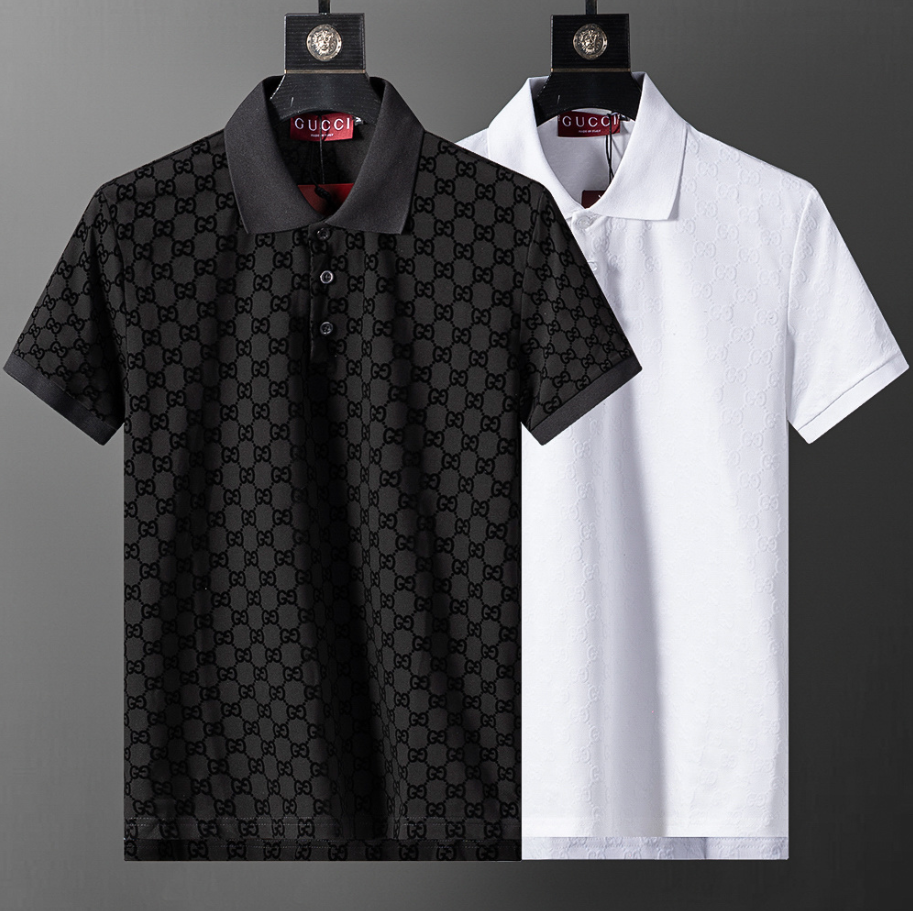 Gucci playera de polo negro y blanco.