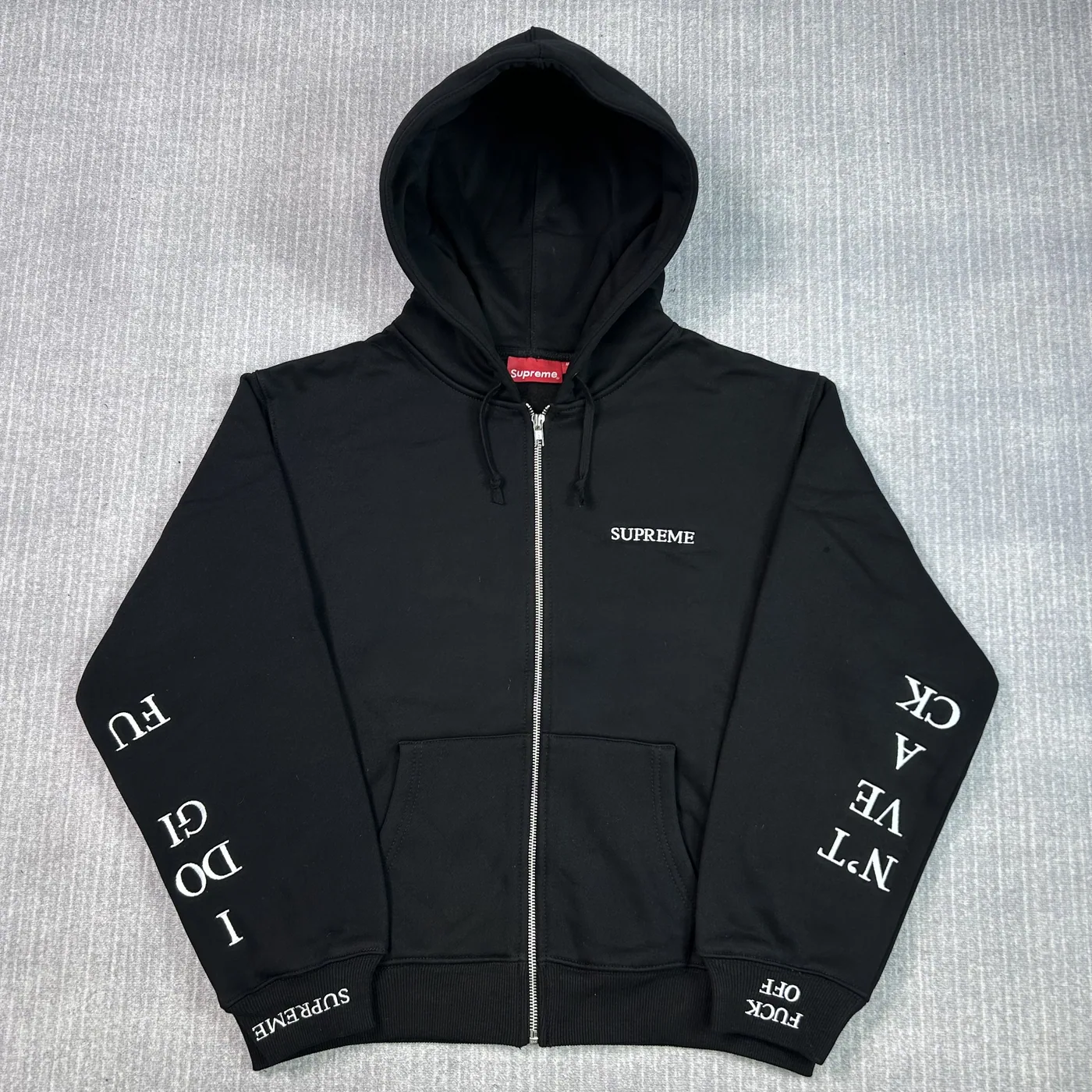Supreme IDGAF Zip Up Black